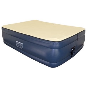 Comfy Airtek Raised Inflatable Mattress with Memory Foam and Built-in Pump, Queen Size.