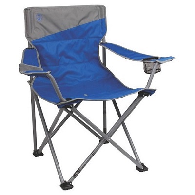 Giant Oversized Coleman Big n Tall Heavy Duty Quad Chair with 600 lb. weight capacity, adjustable arm heights and oversized cup holder.