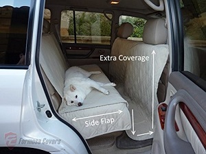 Deluxe Quilted and Padded Car Seat Covers for pets with seat belt holes. Fits backseat of car or hatch area of SUV, Truck backseat area.