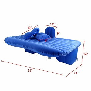 Inflatble Car Air Bed Mattress for Backseat with Pump and Two Inflatable Pillows for Car, SUV, Minivan.