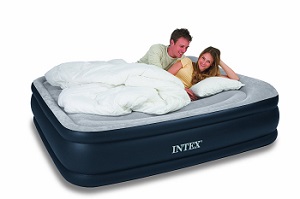 Intex Deluxe Pillow Rest Blow Up Inflatable Air Mattress Queen Air Bed  with Built-In Pump for your Sleeping Comfort.