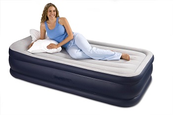 Deluxe Pillow Rest Rising Comfort Intex Twin Air Bed Mattress with Built-in Electric Pump.