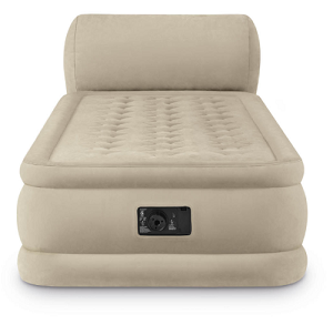 Intex Twin Size 18 inch Raised DuraBeam Ultra Plush Inflatable Air Bed Mattress with Headboard and Built-in Pump.