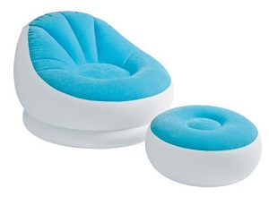 Intex inflatable Colorful Cafe Chaise Air Lounge Chair with Ottoman, Blue 