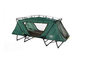 Kamprite Oversize Portable Steel Frame Tent Cot on legs, 300 lbs. weight capacity.