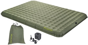 Lightspeed Outdoors Deluxe TPO Air Bed Mattress with Battery Operated Pump - Queen Size Inflatable camping air bed mattress.