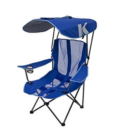 Oversized Camping Chair with Canopy Blue Folding Outdoor Portable Beach Chair.