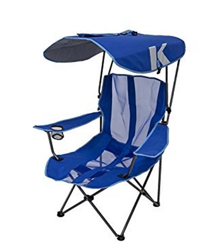 Oversized Blue Outdoor Folding Portable Camping Chair with Canopy.