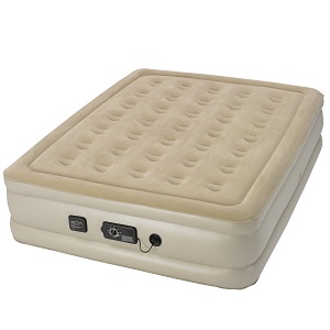 Comfortable Serta Raised Queen Size Portable Inflatable Airbed Mattress Bed with Never Flat Pump for your sleeping comfort.
