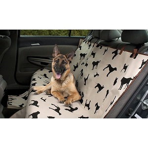 Waterproof Pet Car Seat Cover with dog print silhouettesfor Vehicle Back Seat.