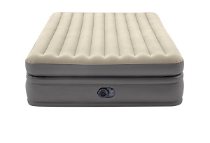 Intex Raised Comfort Pillotop 20 inch queen air mattress, inflatable mattress for big or heavy people and built in electric pump.