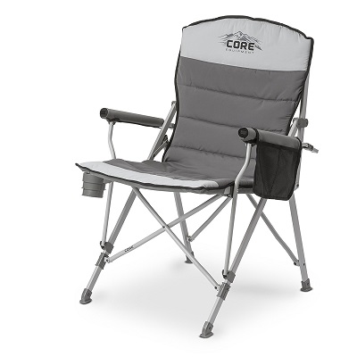 CORE Equipment Folding Padded Hard Arm Chair for Camping, Lawn, Sporting Events, Concerts.