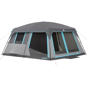 Ozark Trail Cabin Tent 12-Person Half Dark with Screen Porch, Red