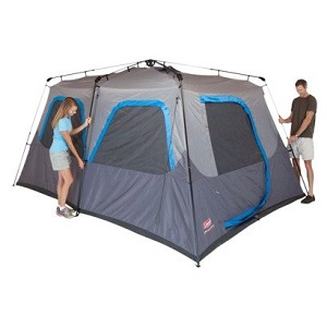 Coleman 10 Person Large Family Cabin Style Tent with rainfly, room divider and easy setup.