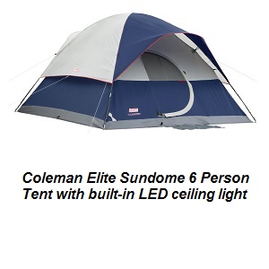 Coleman Elite Sundome 6 Person Tent with LED Light System and Electrical Access Port, 2 Room Tent.