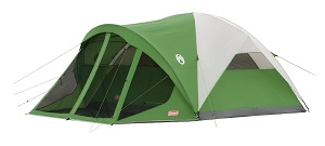 Coleman Evanston 6 Person Outdoor Modified Dome Family Screened Camping Tent with 4 Large Windows and Electrical Access Port for Family Outdoor Fun.