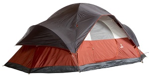 Coleman 17 x 10 Red Canyon 3 Room 8 Person Modified Dome Tent with three rooms made by room / wall dividers.