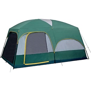 Giga Tent Mt. Springer Family Cabin 8 to 10 Person Camping Tent with Screen Porch, Room Divider, 2 Doors and 4 Windows