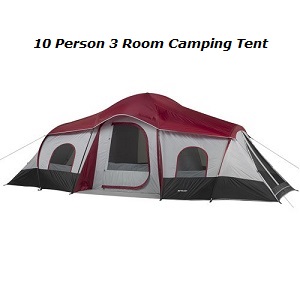 Ozark Trail Extra Large 3 Room 10 Person Cabin tents Big with 3 doors.