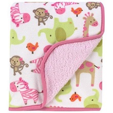 Warm Carters Velour Sherpa Blanket for Girls in Pink Zebra Safari