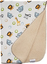 Lambs and Ivy Velour Sherpa Blanket Soft and Cuddly for your little girl. Jungle Buddies with white background.