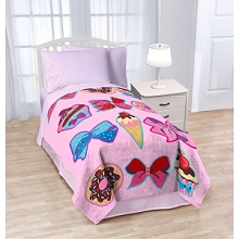 JoJo Siwa Pink Twin Size Bed Blankets for Girls Room.