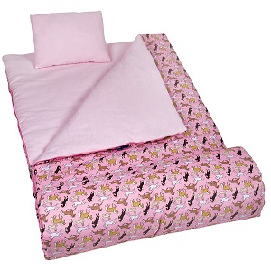 Wildkin Sleeping Bag with Pillow Horses in Pink