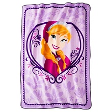 Kids Disney Frozen Character Micro Plush Twin Throw Blankets for Girls Room, Anna.