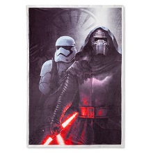 Kylo Ren Sherpa Bed Blanket Throw for Kids Gray Star Wars, child character bedding.