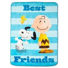 Peanuts Kids Character Bed Blanket Blue.