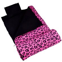 Wildkin Pink Leopard Sleeping Bag for Young Girls