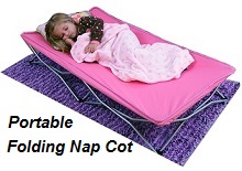 Regalo My Cot, pink, folding, portable kids sleeping nap cot bed for travel, daycare or home use.