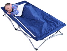 Regalo My Cot Deluxe Portable Bed Navy with Sleeping Bag for toddlers