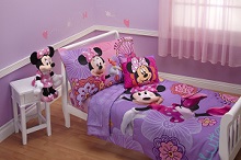 Disney 4 Piece Minnie's Fluttery Friends Toddler Bedding Set-Purple