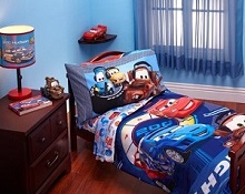 Disney Cars Max Rev 4-piece Toddler Bed Bedding Set for Boys, comforter, sheets, pillowcase.