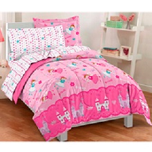 Magical Princess Pink Twin-size Bed in a Bag with Sheet Set and Comforter for Girls