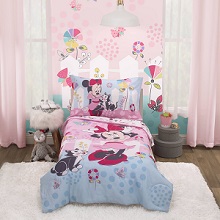 Minnie Mouse 4 piece toddler bed set for Girls, Bright, Bold Colors.