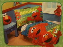 Sesame Street Elmo ABC 123 4-piece Toddler Bedding Set for Boys room.