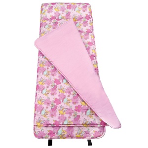 Original Wildkin Kids Fun Sleeping Pad with Fairies Pink - Nap Mat, Pad for Children Blanket and Pillow.
